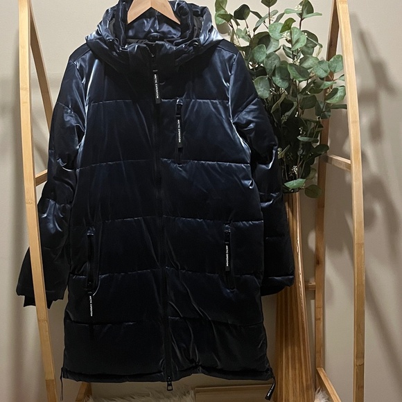 NWOT Arctic Expedition Blue Liquid Shine Maxi Puffer - Picture 1 of 7